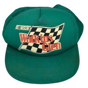Vintage NASCAR Watkins Glen Green Trucker Snapback Hat Boys Retro Racing 80s 90s